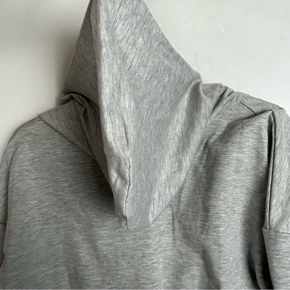 BRAND NEW Hooded pullover half zip Gray white size Large unisex long sleeve - Picture 6 of 14